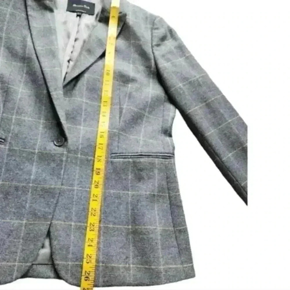 Massimo Dutti Slim Fit Checked Wool Suit Blazer Check Grey Yellow Women's 10 - Picture 16 of 16